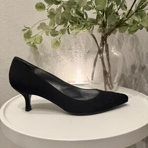 Stuart Weitzman Vintage 90s Heels Lace Toe Evening Shoe 9 Excellent